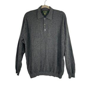 Daniel Bishop Men's 100%2 Ply Cashmere Gray Pullover Collared Sweater Size Large
